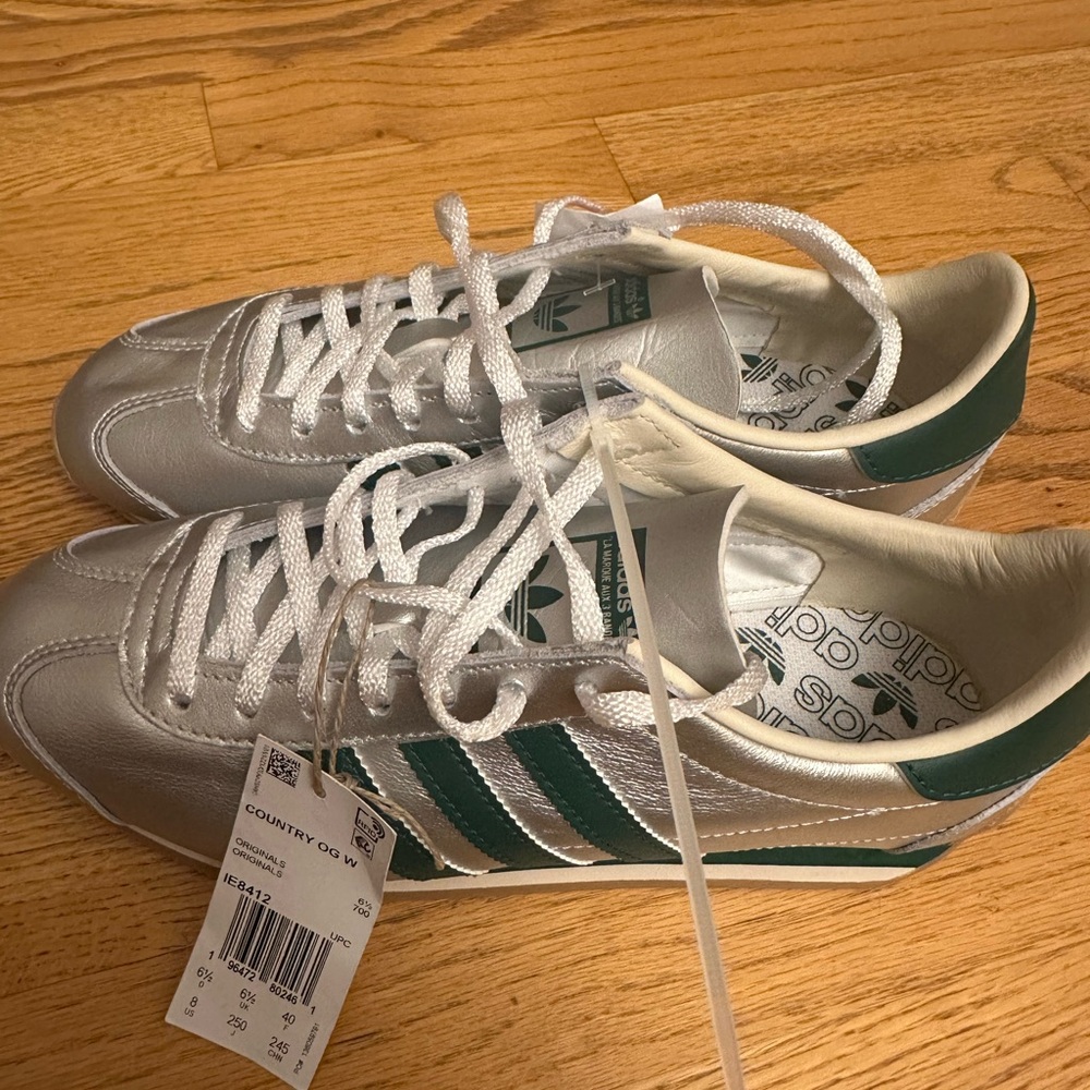 Adidas Metallic Silver and Teal Shoes